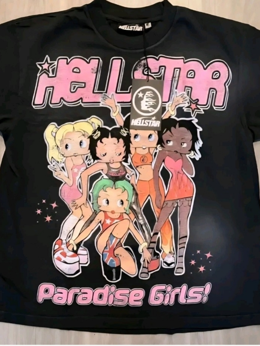 Sold-Hellstar "Paradise Girls" Graphic Tee - Black with Pink Accents